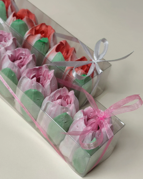 Skaidri ZEFYRINIŲ GĖLIŲ dėžutė (5vnt)